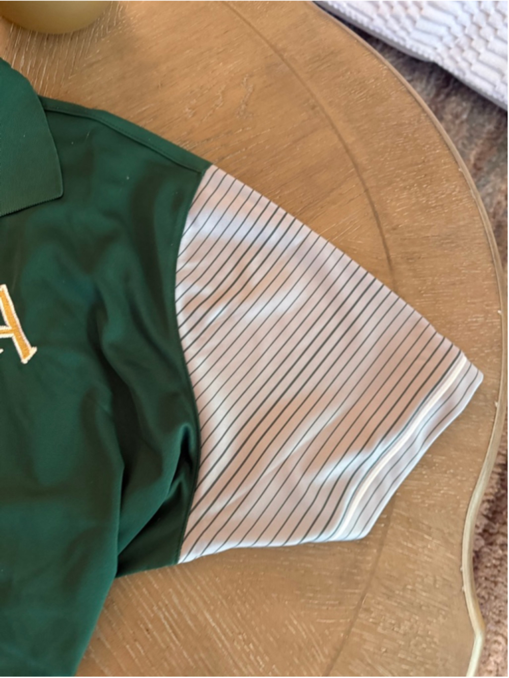 Men's Oakland Athletics Nike Green & White Striped Polo Shirt XXL - Picture 3 of 7